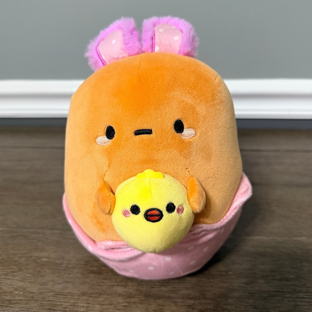Smoko Tayto Potato Bunny Plush Pink Polka Dot Easter Chick Kawaii Stuffed Toy